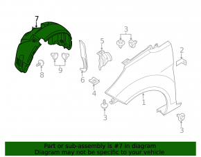 Front left mudguard Ford Fiesta 14-19 rest Plastic