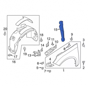 Left door-wing seal for Ford Focus mk3 11-18