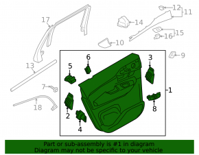 Door trim card rear right Volvo XC90 16-22 leather black, without curtain