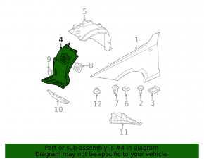 Front left fender liner for BMW 3 E90 E92 07-12 Without M3.front
