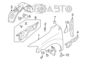 Right hood-fender seal for Nissan Murano z51 09-14