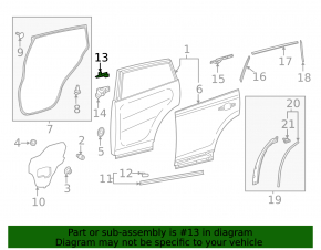 Rear left door seal trim Toyota Rav4 19-