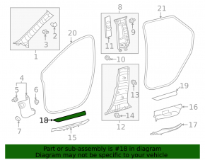 Lexus RX350L RX450hL 18-22 black outer front left door sill plate