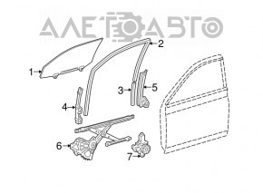 Front left glass seal Toyota Avalon 05-12