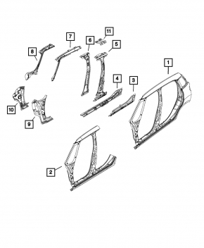 Body pillar central right Fiat 500L 14-19