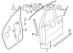 Door assembly front right Infiniti JX35 QX60 13- black KH3, keyless, butt