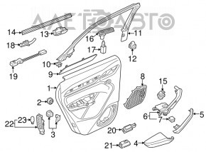 Door trim panel rear left Audi Q3 8U 15-18 black with brown leather, wood trim, with handle, broken fasteners