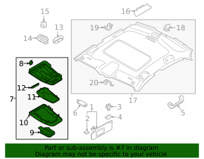 Ceiling light front Audi A5 F5 17-19 5D for panorama black