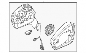 Left side mirror assembly for Volkswagen ID.4 21-22, 12+2 pins, turn signal, backlight, heated, BSM, gray LA7C, scratches