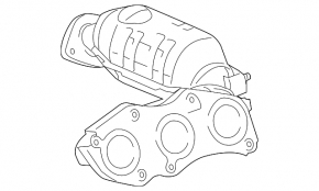 Exhaust manifold rear with catalytic converter Toyota Sienna 11-16 3.5 AWD