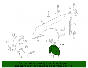 Front left rear fender liner for Mercedes W211 rwd