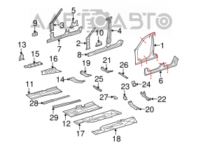 Mercedes W221 silver right center pillar