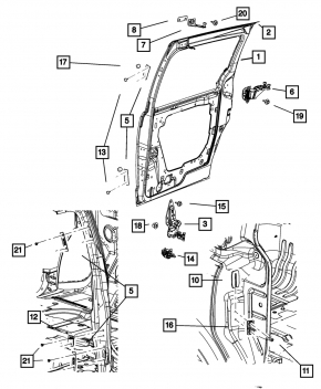 Door bare rear right Dodge Grand Caravan 11-20