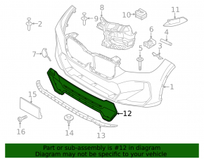 BMW X1 U11 24-25 front bumper lower grille trim, gloss black