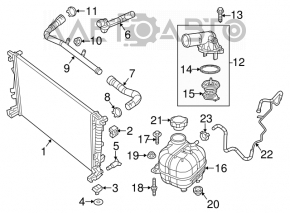 Upper cooling hose, rear, Jeep Cherokee KL 14-15 3.2