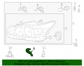 Right headlight mount, upper inner, Lexus CT200h 11-17 halogen