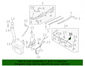 Left windshield washer nozzle for a Subaru B9 Tribeca