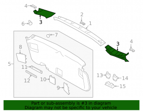Left Trunk Door Trim Subaru Outback 20-23 Black