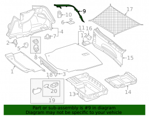 Left trunk lid trim Mercedes C-class W205 15-21 on the body