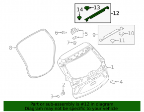 Mazda CX-9 16-23 inner trunk door seal