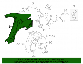 Quarter wing rear left Acura TLX 15-