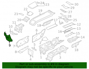 Rear lower center console trim Volvo XC60 18-23 black, for cigarette lighter