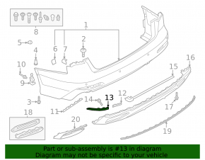 Rear bumper reflector outer right Audi A6 C8 19- S-line