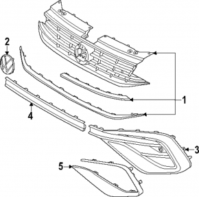 Left lower grille molding for the front bumper of a VW Tiguan 22-24