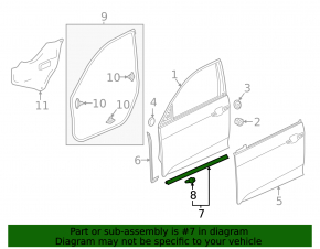 Door seal front right Honda Civic X FC 16-21 4d lower