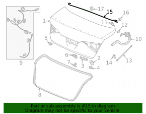 Left trunk lid torsion bar for Honda Civic XI FE/FL 22-26 4d