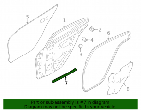Door seal rear right Nissan Maxima A36 16- lower