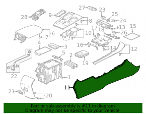 Honda Civic XI FE/FL 22-26 black center console trim, left side