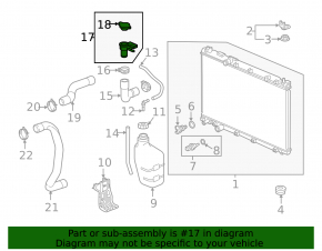 Filler neck of radiator cooling water Honda CRV 17-19 2.4 with branch pipe, with cover