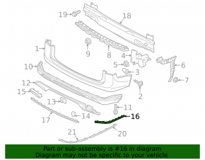 Left rear bumper molding for VW Atlas 21-25, chrome