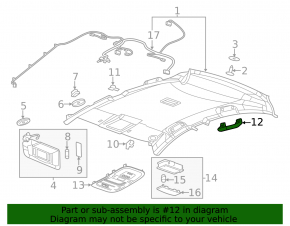 Ceiling handle rear right Buick Encore 17-19 gray