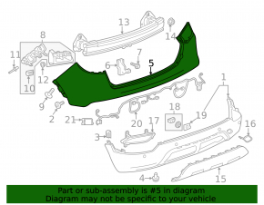 Bumper rear bare upper part Buick Encore 17-19 black GB8, scratch