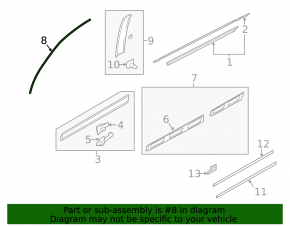 Upper door molding front left Audi Q7 4L 10-15 chrome