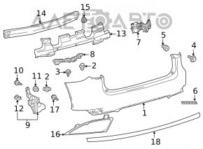Lexus RX350 RX450h 20-22 Rear Bumper Absorber
