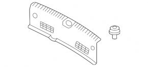 Black, scratched Hyundai Elantra trunk opening trim for 2021-23