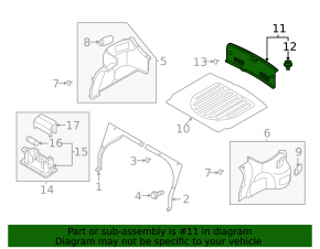 Black, scratched Hyundai Elantra trunk opening trim for 2021-23