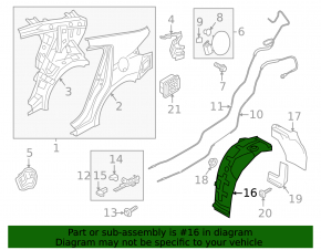 Rear left fender liner, rear part, Hyundai Elantra AD 17-18