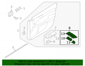 Front left window lift control Kia Forte 19-24 auto with mirror control and black trim