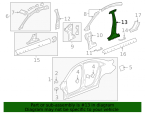 Body pillar central left Chevrolet Cruze 11-16