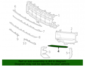 Right front bumper grille trim for Porsche Cayenne 24-26