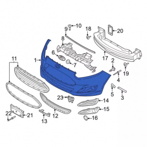 Front bumper bare Ford Fiesta 14-19 rest usa, silver, dented, scratches