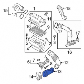Air duct for filter Ford Explorer 20-24 3.0T