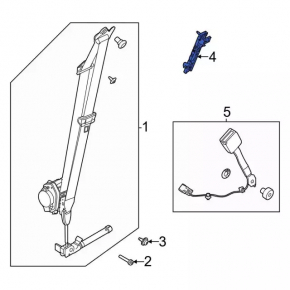 Driver's Seat Belt Bracket Upper Ford Mustang Mach-E 21-23
