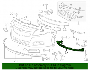 Front bumper reinforcement lower Chevrolet Malibu 13 prerest plastic