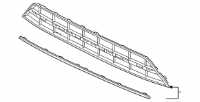 Lower grille front bumper VW Atlas 18-20 with chrome molding without parking sensors, R-Line, sand