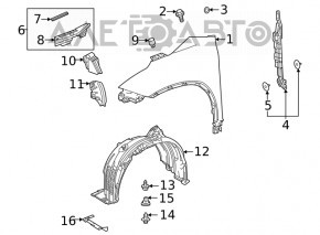 Mudguard liner front right Toyota Highlander 20-